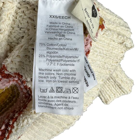 MADEWELL Diaz Striped Retro Open Cardigan Sweater XXS Oversized Cream Pink - Picture 5 of 7
